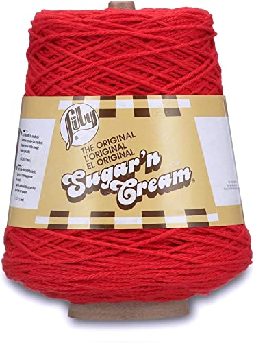 Image of Lily Sugar N Cream Cones Red Yarn - 1 Pack of 14oz /400g - Cotton - #4 Medium - 706 Yards - Knitting /Crochet