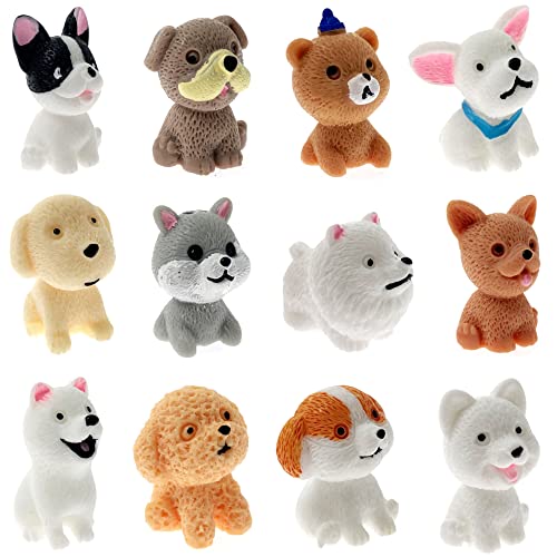 NTCL 12 Pcs Figuras Perros Miniatura Conjunto Lindo Perrito Pastel Decoración Cupcake Mini Perro Juguete Adornos Figuras Animales Decoraciones Pasteles Niños Fiesta Temática Animales Perros Cover