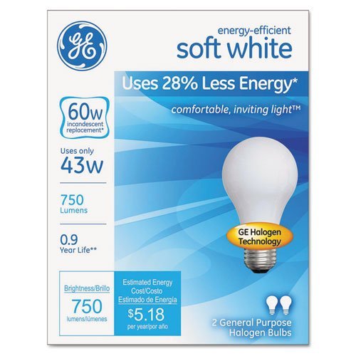 Preisvergleich Produktbild GE Lighting 63003 Halogen-Glühlampe, 43 W, 2 Stück