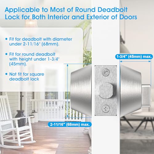 AST Round Deadbolt Lockout Device with Padlock and 3 Brass Keys, No Drill Install, Protect Keyhole, Toddler Proof Deadbolt Cover, Home Door Safety Reinforcement Lock, Matte Black with SS Padlock - Image 4