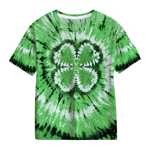 Image of TMSD Unisex Kids St.Patrick's Day T-Shirt Short Sleeve Crew Neck Clover Shamrock Tee 4-14 Years