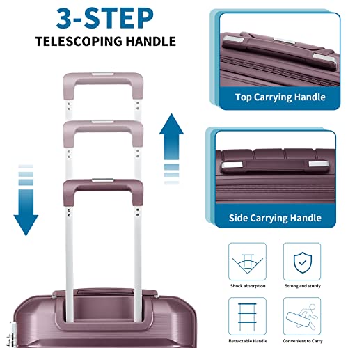 Somago 20In Carry On Luggage And 14In Mini Cosmetic Cases Travel Set Hardside Luggage With Spinner Wheels Lightweight Polypropylene Suitcase With Tsa Lock (2-Piece Set (14/20), Elegant Purple) #TOP1