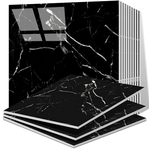 Vieshful 20 Pièces Carreaux Adhesif Cuisine, Carrelages en Marbre Auto-Adhésifs de 30 x 30 cm pour mur, Carrelages Adhésifs Pour Cuisine, Salle de Bains...
