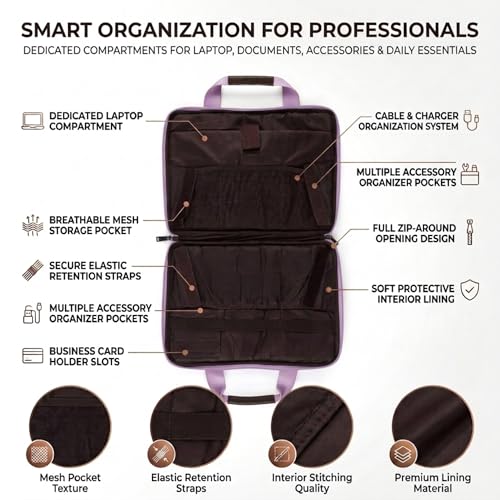 Image of VISMIINTREND Laptop Briefcase Messenger Shoulder Office Hand Bags for Men Women | Fits 13 inch /14 inch /15.6 Inch Laptops, Macbook | Vegan Leather | Corporate Gifts