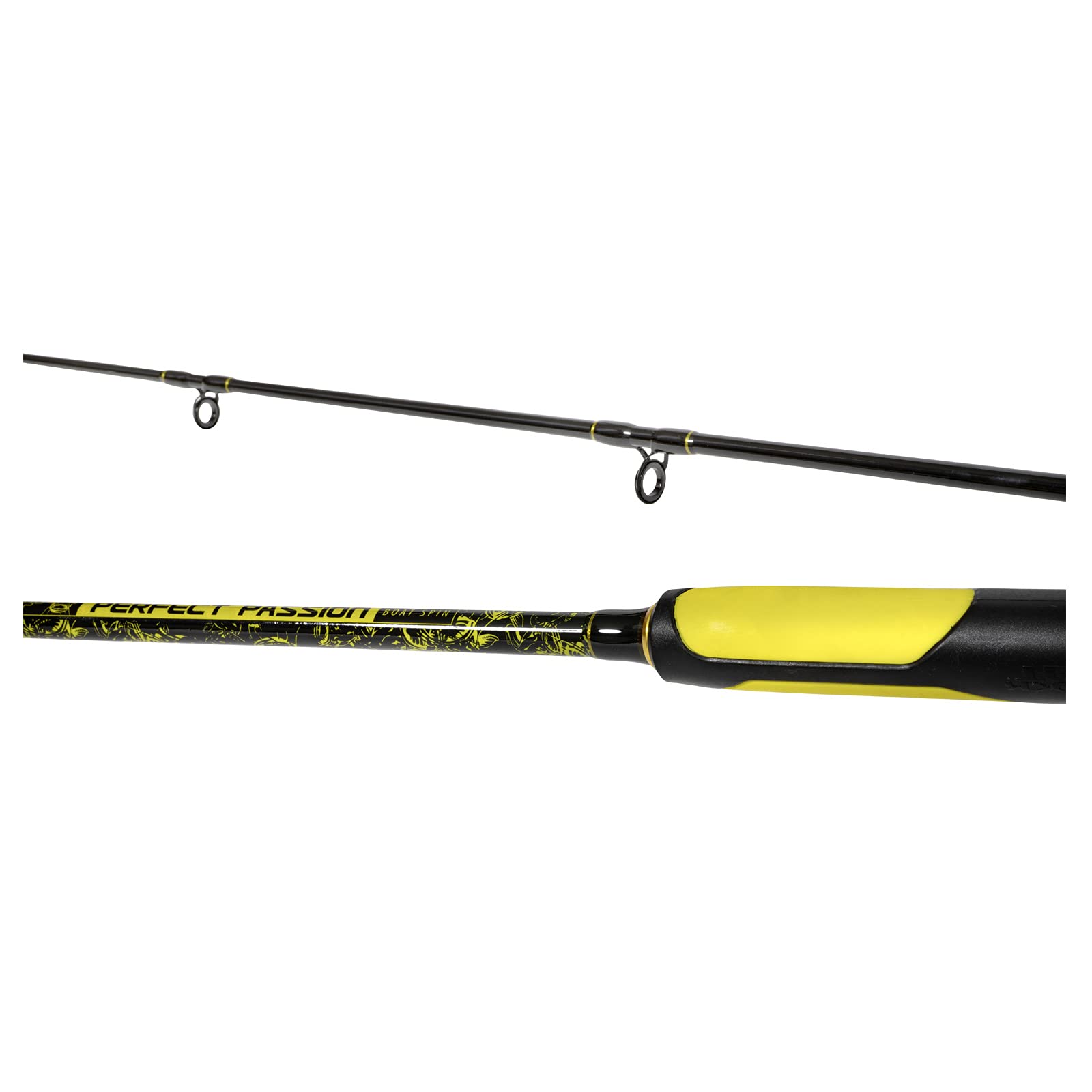 Black Cat Caña de Pescar Premium Passion Boat Spin Caña de Pescar para Pesca de Siluro, Peso 50-190 g, Negro y Amarillo, 2,40 m