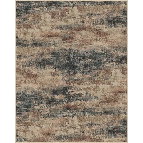Area Rugs 9x12 for Living Room Bedroom, Modern Abstract Machine Washable Rug, Large Soft Low Pile Floor Cover with Non Slip Backing for Dining Room, Stone Rust