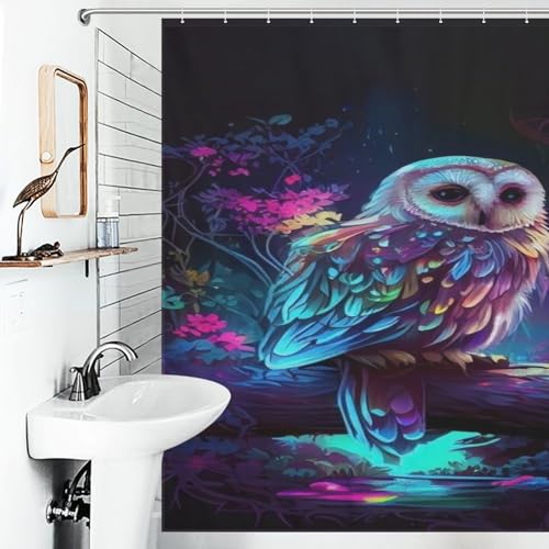 Rideau de douche hibou en polyester imperméable 183x183 cm - 6