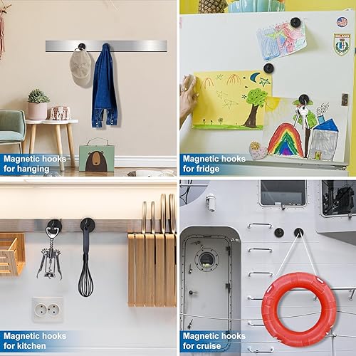 Image of LOVIMAG Magnetic Hooks, Cruise Essentials 2026, 25 Pack-50LBS | Heavy Duty Strong Magnet Hook for Cruise Cabin, Refrigerator Fridge, Ship, Classroom, Kitchen Grills, Black