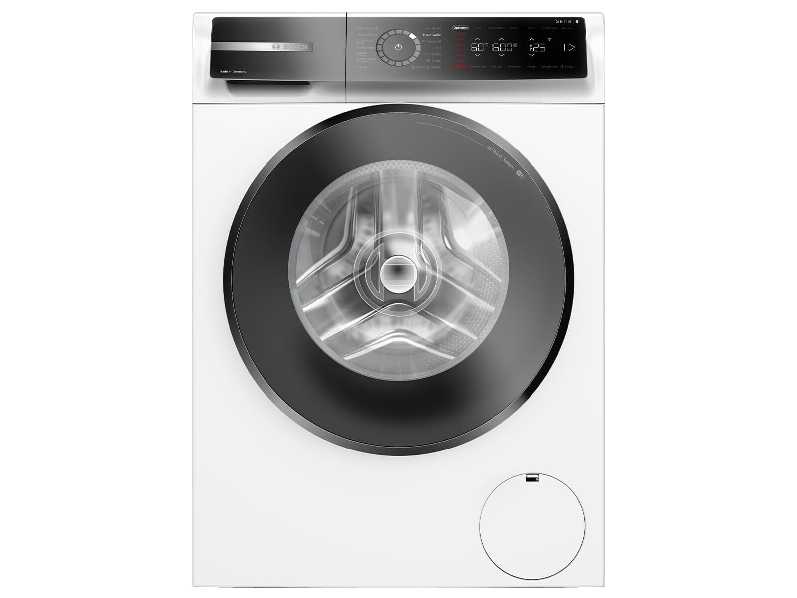 Bosch Serie 8 Smarte Waschmaschine 9 kg 1600 UpM Dampf WGB246071 | Made in Germany, automatische Fleckenbehandlung, Active Water Plus Beladungserkennung, LED-Trommelbeleuchtung, leise