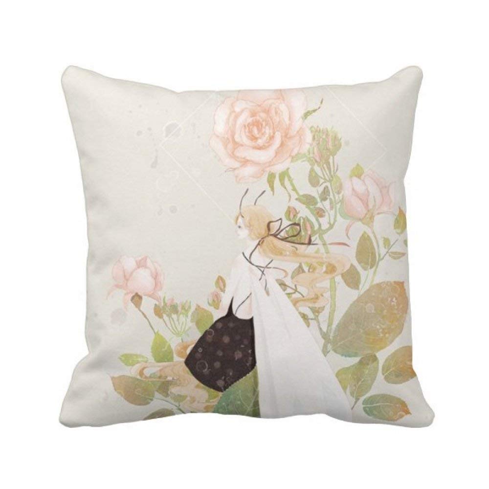 Coussin carré en polyester avec motif floral chinois pour créer une ambiance zen au salon