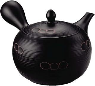 常滑焼 急須 1-124 春秋 30号 黒千段朱出帯網急須 530ml 帯アミ 深蒸し茶 番茶 ほうじ茶用 日本製 箱入り T1831