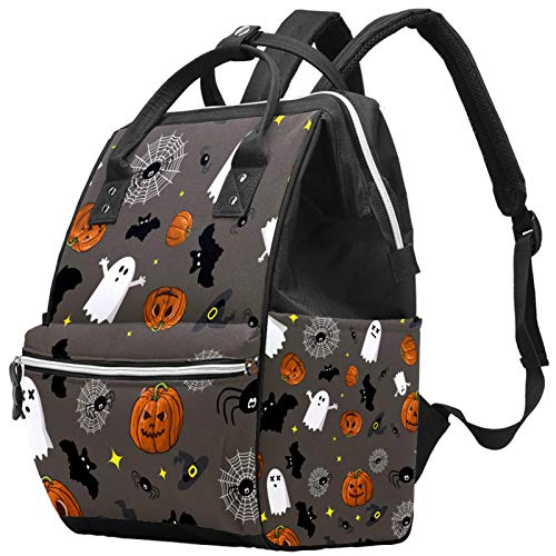 Inhomer Halloween Ghosts Pumpkin Spiderweb Diaper Bag Travel Mom Bags Nappy Backpack Large Capacity for Baby Care