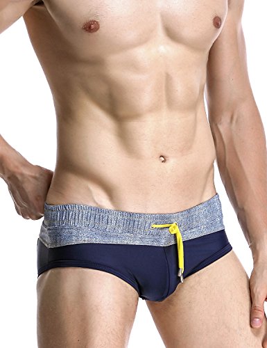 SEOBEAN Mens Low Rise Sexy Sport Swimwear Trunk Boxer Brief (L(31-33