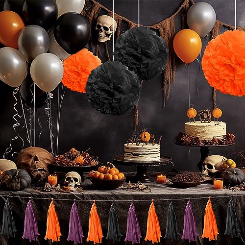 CHRORINE 60 Blatter Halloween Tissue Papier Multicolor Kunst Geschenkverpackung Tissue Papier Bulk für DIY Handwerk Dekor Halloween Feiertagsparty fur Orange/Lila/Schwarz)