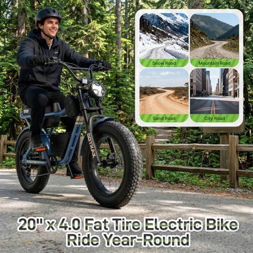 Image of Gotrax R7 Electric Bike for Adults, 750W Motor, 25mph, Max 45-Mile Range, 20 inch Fat Tire, UL Certified, 48V Removable Battery, Oversized Padded Seat, Basket&Frame Bag, Easy Assembly for City&All-Terrain