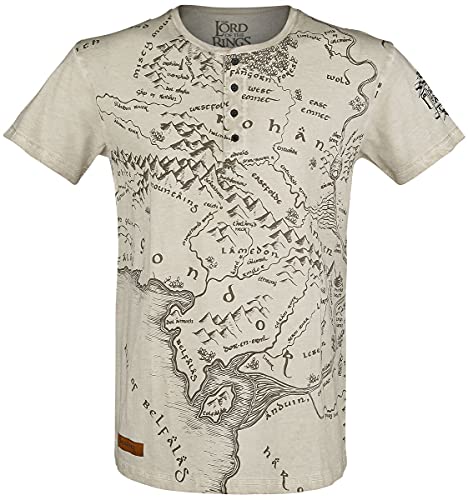 Herr der Ringe Mittelerde Männer T-Shirt grau L 100% Baumwolle Fan-Merch Filme