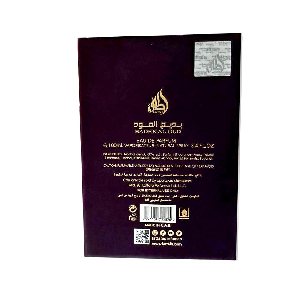 Lattafa Bade'e Al Oud Amethyst 100 ml, Profumo Arabo Floreale, Sigillo di Qualità Made in Dubai, Aroma a Lunga Durata