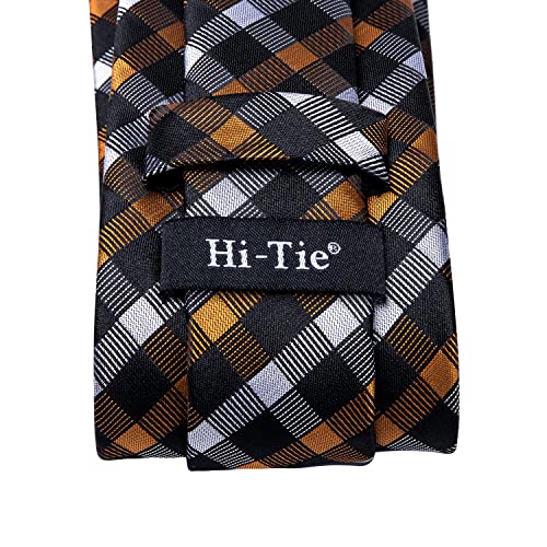 Image of Hi-Tie Men's Tie Sets Silk Paisley Striped Necktie Pocket Square Cuff-links Sets Wedding Business Holiday