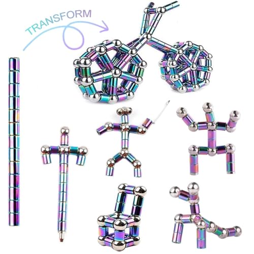 Image of GDNK Rainbow Color Magnetic Toys Pen | Decompression Magnetic Metal Pen | Multifunction Writing Magnet Ballpoint Pen | Fidget Cool Gadgets Toys Gifts For Kids Boy Girls Friends (Rainbow)