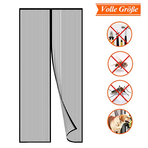 Preisvergleich Produktbild haya Magnet Fliegengitter tür Balkontür, Magnetischer Fliegenvorhang Moskitonetz, Auto geschlossen, faltbar, for Türen / Patio - Schwarz 120x205cm