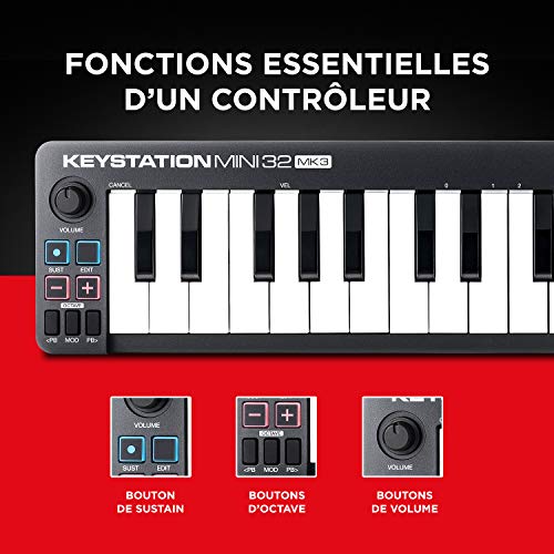 M-Audio Keystation Mini 32 MK3 – Mini Clavier MIDI USB ultra-portable avec 32 mini-touches sensibles à la vélocité et logiciel de procution musicale - Les Beatles, Paul McCartney, John Lennon, RIngo Starr, George Harrison M-Audio Keystation Mini 32 MK3 - Mini Clavier MIDI USB ultra-portable avec 32 mini-touches sensibles à la vélocité et logiciel de procution musicale – Image 4