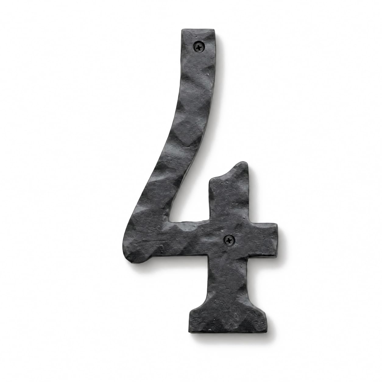 NACH House Numbers for Outside, 8 inch Black Address Numbers for House - Number 4 - Rustic Numbers for Outside with Mounting Hardware