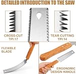 Sciage de traction japonaise 2Pack 6 Scie à main à double bord de pouce avec flexible SK5 Lame d'acier, scie à bois à découpes en acier pour le travail du bois de précision, menuiserie, DIY Découpe du bois et taille du jardin