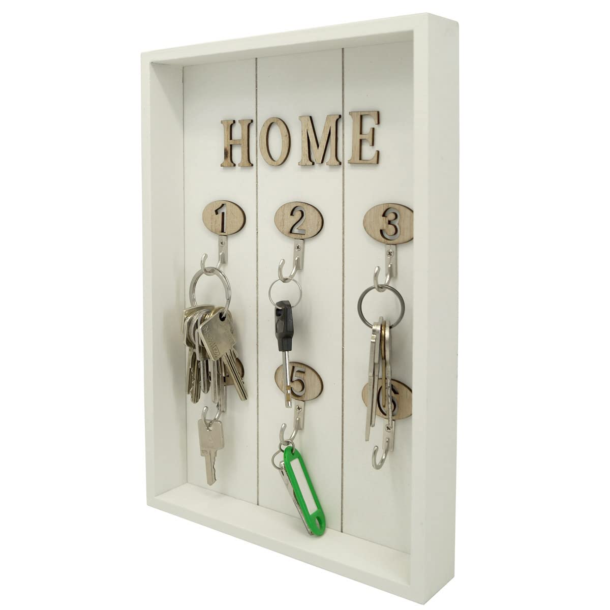 Portachiavi Da Parete In Legno Albero Della Vita - Con 6 Ganci, Cassetta Portachiavi Per Casa E Ufficio - Foto 7