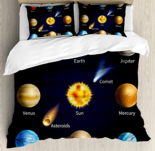 Ambesonne Educational Duvet Cover Set, Realistic Solar System Planets and...