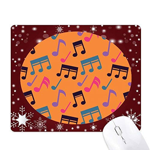 Tapis de souris notes de musique orange avec motif flocon de neige doux