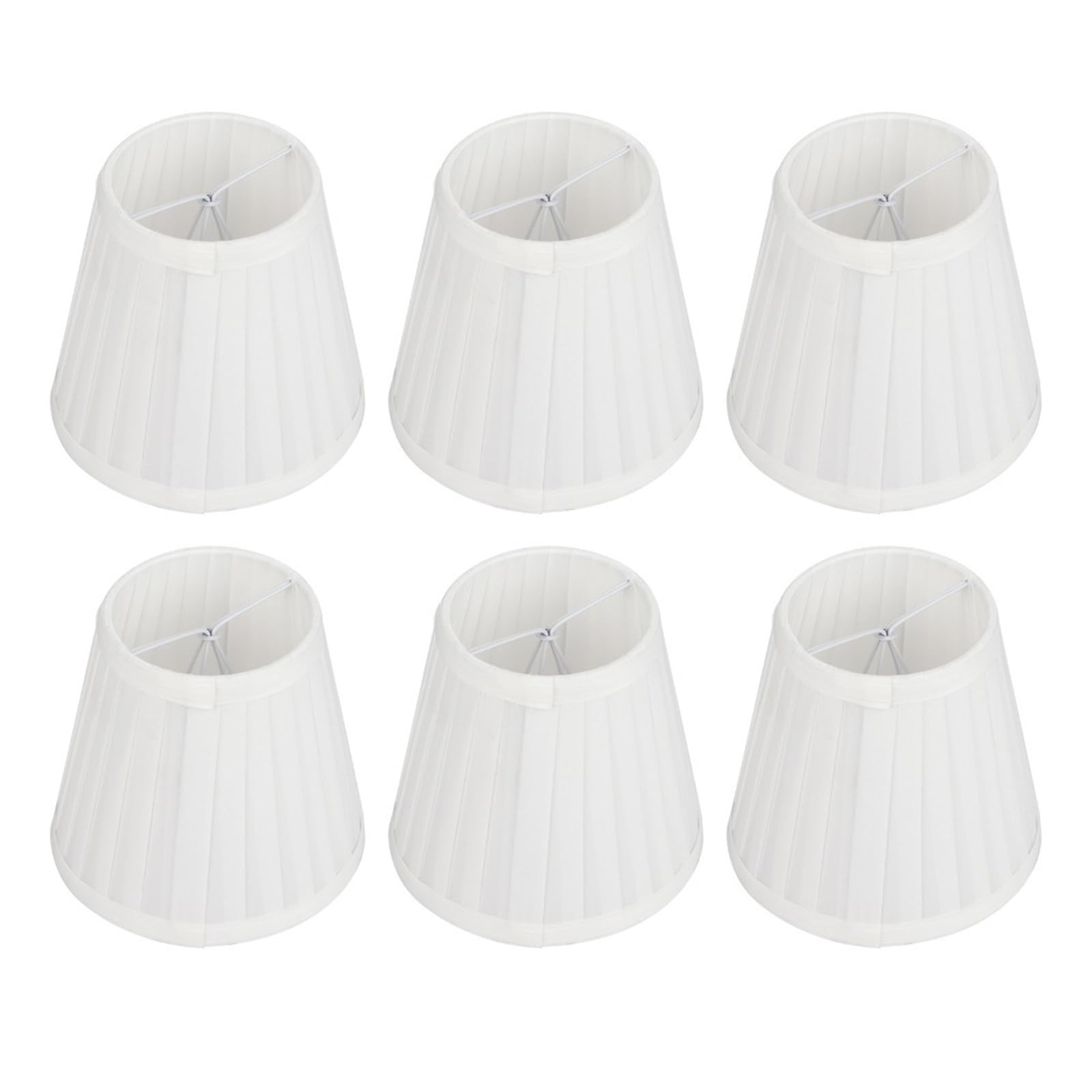 Luxemetals White 6Pcs Fabric Clip-On Lamp Shades In Pink, And Beige For E14 Bulbs(White)