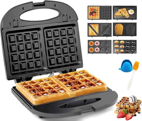 Listado de Gofreras los preferidos por los clientes. 43 6 en 1 Gofrera Sandwichera Multifunción,Máquina para hacer Donuts,Gofrera Eléctrica Antiadherente, Sandwichera Portátil,Fácil de Limpiar,Prepara Sándwiches de Desayuno,...