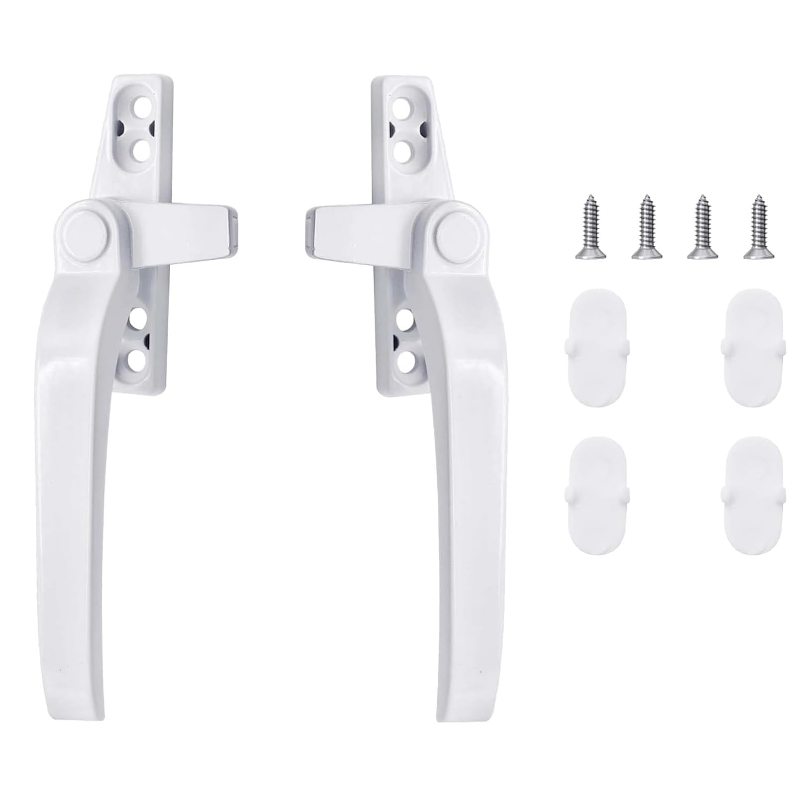 Bamyli 2 PCS Universal Replacement Window Handles for upvc Windows, Right/Left Hand for Double Glazing & Aluminum Alloy Windows & Sliding Doors, with Fixing Screws & Anti-Theft Lock (White)