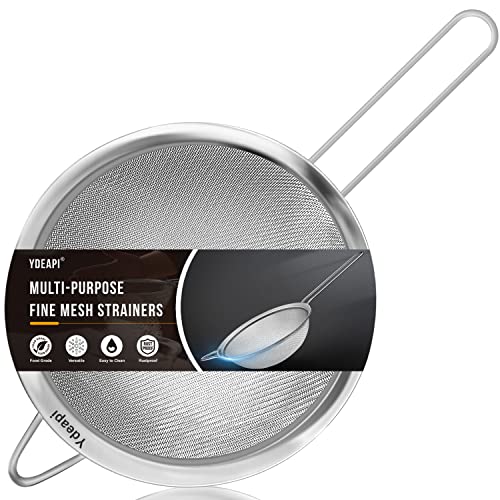 Comparison: Best Metal Cooking Sieves 8 Ydeapi 8.6" Large Fine Mesh Strainer with Handle, Metal Food Strainers for Kitchen, Sieve Fine Mesh Stainless Steel for Rice, Quinoa, Pasta, Noodles