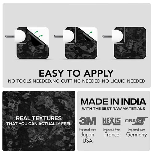 Image of Capes India Protective Adapter Skin Cover Compatible with MacBook Adapter 30W| Not a Case | Vinyl Skin Sticker (Forged Carbon)