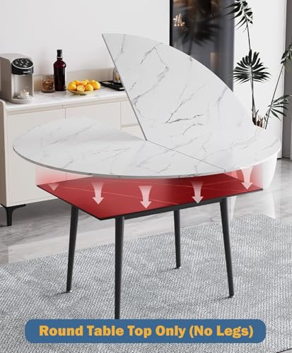 Rallonge de table ronde pliable en bois avec charnières robustes - 3