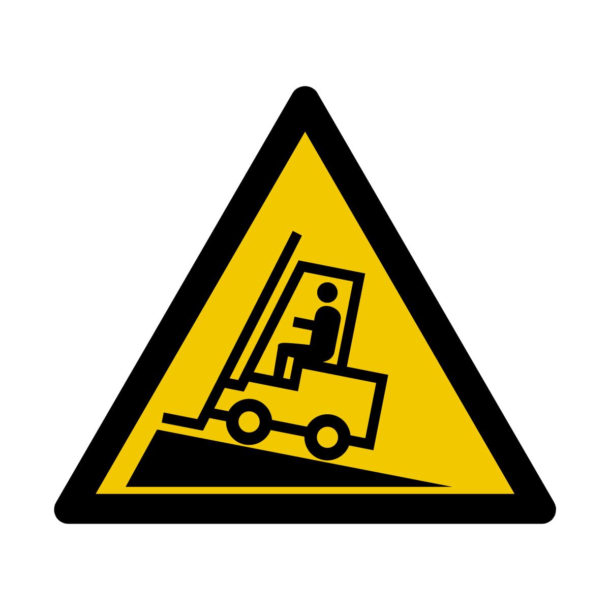W186 - Attention to Slope - Warning Sign and Signage - Dimensions of Your Choice - ISO 7010 Standard