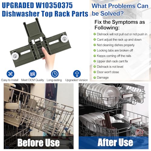 Upgraded W10350375 Dishwasher Top Rack Parts for Whirlpool /Kenmore /Kitchenaid