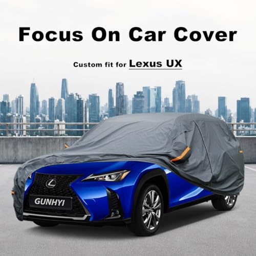 Image of GUNHYI Premium Car Cover Custom Fit Lexus UX, 16 Layers Heavy Duty Car Cover Waterproof All Weather with Zipper Door for Sun Rain Snow Dust Uv Protection