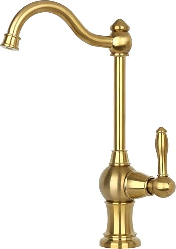 Miniatura 8 de Akicon Grifo de cocina de latón para agua potable, se adapta a la mayoría de unidades de ósmosis inversa o sistemas de filtración, sin espacio de