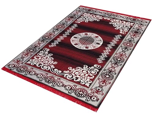Image of ErraTex Hand Woven Cotton Carpet Multicolor Durable Lightweight Durrie Persian Style Area Rug for Living Room Bedroom Hallway Aladin Design 5x7 Feet