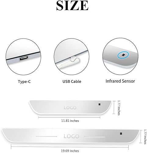 Miniatura 6 de Bloomcar - 4 luces LED para umbral de puerta, luces inalámbricas para puerta de automóvil, umbral de puerta LED Bloomcar con 7 colores de