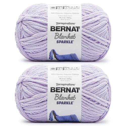 Image of Bernat Blanket Sparkle Lavender Yarn - 2 Pack of 10.5oz /300g - Polyester - #6 Super Bulky - 220 Yards - Knitting & Crochet