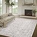 PureCozy Gray Area Rug 5x7 Machine Washable Vintage Living Room Distressed Non Slip Carpet Traditional Indoor Bedroom Grey Retro Floral Accent Throw Large Rug for Office Kitchen Bathroom Dining Room