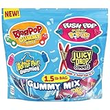 Bazooka Brands Valentine's Gummy Candy Variety Pack, 52 Ct Chewy Gummy Candy Individually Wrapped in Fruity Flavors For Birthday Party Favors, Valentine's Gifts, Goodie Bags for Kids