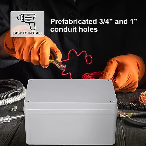 Kanayu Conduit Box Electrical Junction Box Plastic Dustproof Waterproof Gray White Protect Conduits and Fittings Universal Electrical Project Enclosure for Outdoor(8\'\' x 6\'\' x 4\'\') - Thumbnail 5