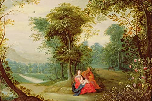 Affiche Le repos pendant la fuite en Égypte Jan Brueghel sérénité artistique 60x90