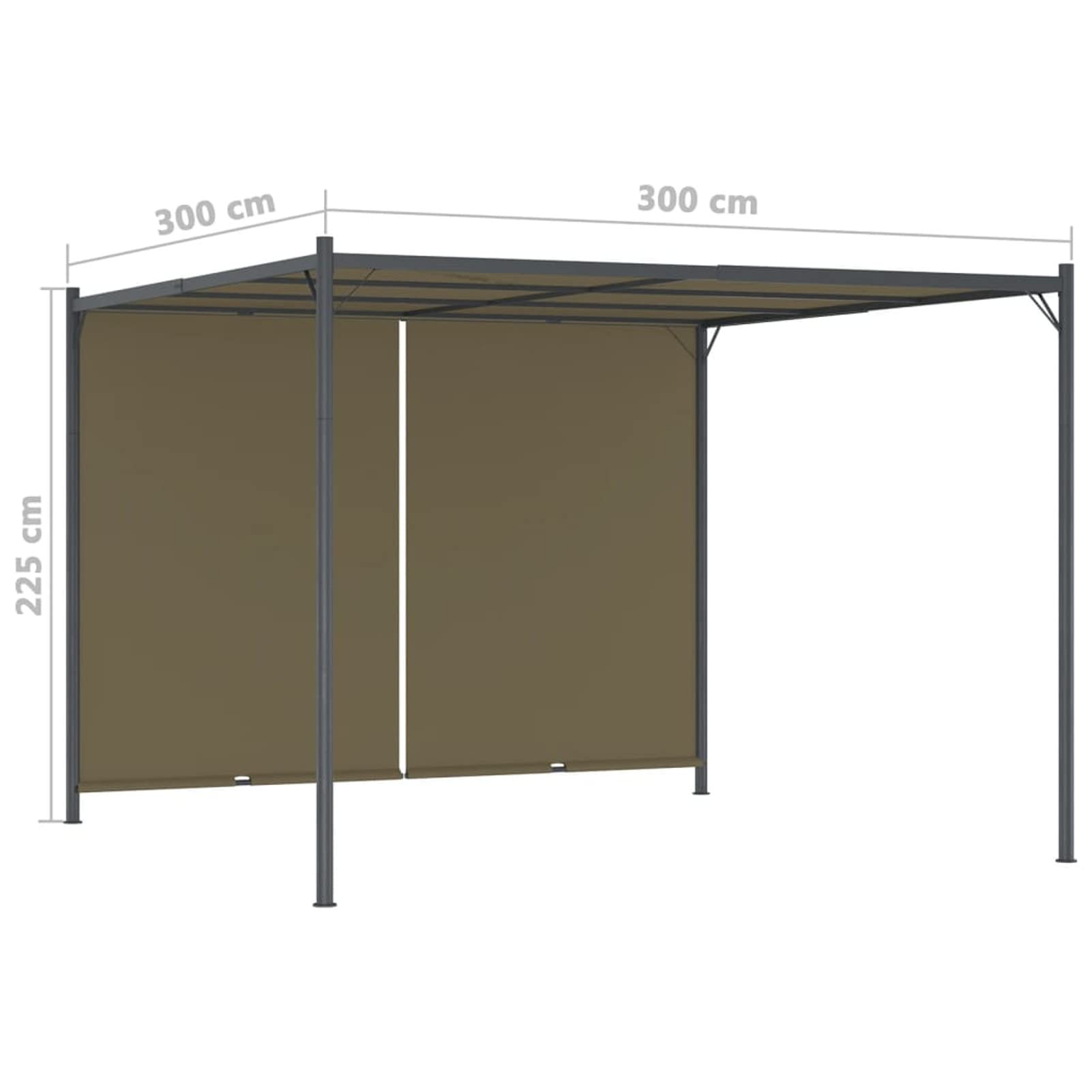 Gazebo da Giardino con Tetto Retrattile 3x3 m Talpa 180 g/m²,Gazebo Pergola Con Telo Impermeabile Richiudibile E Struttura Rettangolare In Acciaio Inossidabile Ad Alta Densità,Per Arredo Giardin