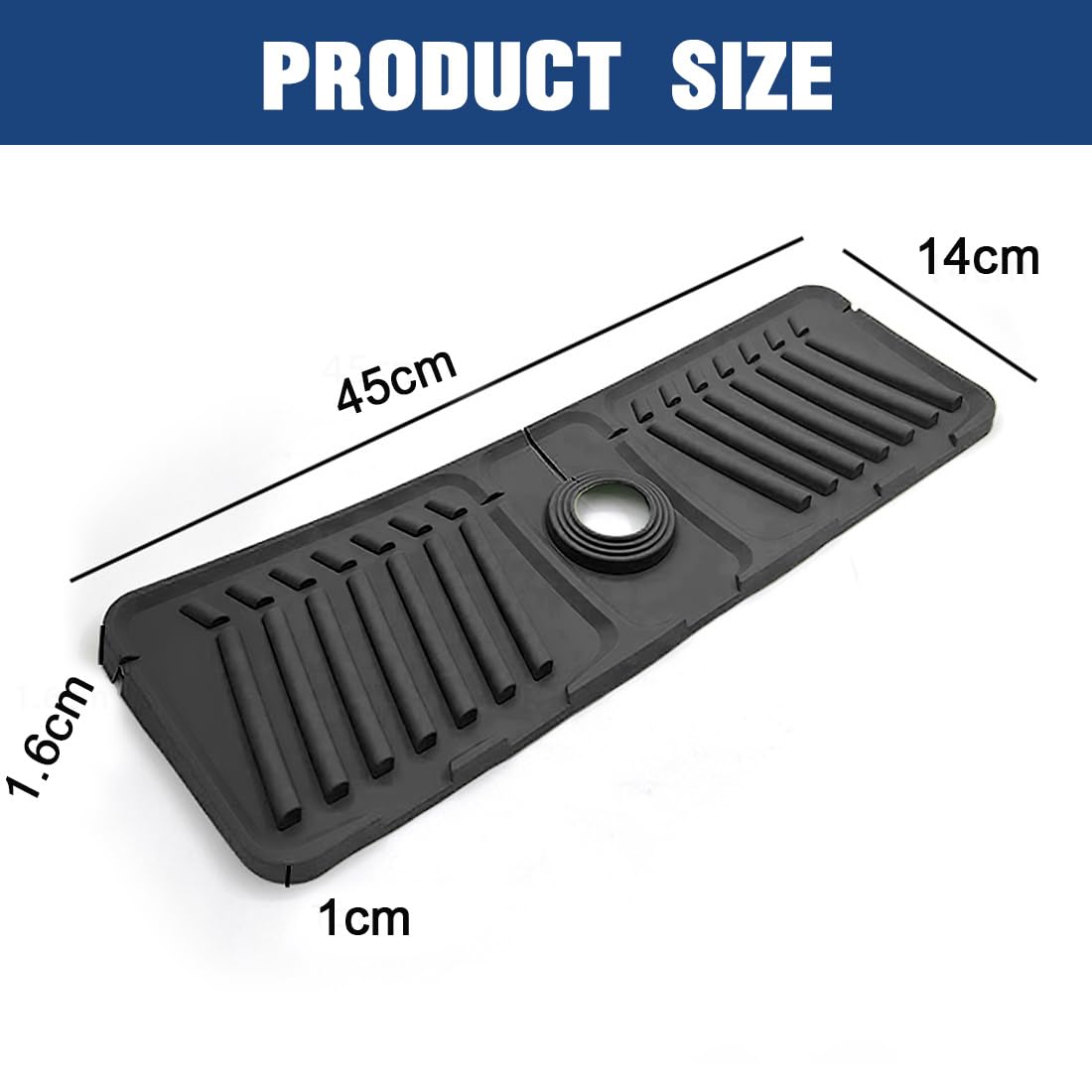 Tapis Robinet Diatomite - Absorbant éclaboussures évier Cuisine 40x10cm Gris