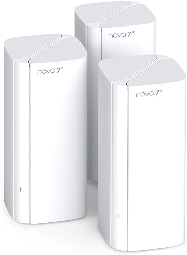 Tenda Nova ME3 Pro Wi-Fi 7 Mesh System (BE3600 Dualband 2882Mbit/s 5GHz, 688Mbit/s 2,4GHz) 3X Gigabit-Ports pro Einheit, VPN, NFC, 4K-QAM, WPA3, empfohlen für Häuser mit 3-4 Schlafzimmern, 3er-Pack - 8